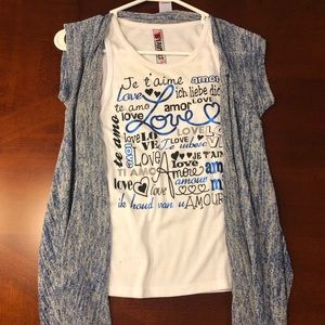 White tank top with knit sleeveless sweater